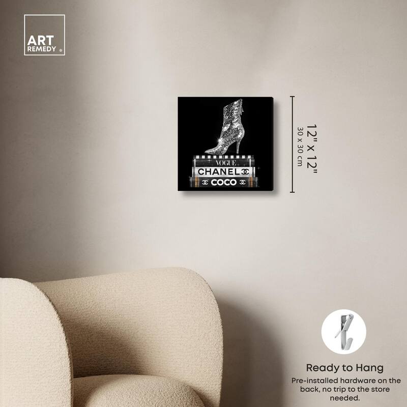 Cosmic Heel Boot and Books Canvas by Art Remedy, Gallery Wrapped