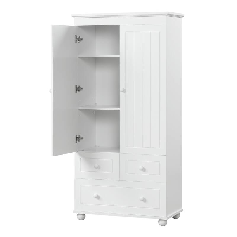 Modern Storage Cabinet with Drawers and Adjustable Shelf, Freestanding Waterproof Pantry Cabinet Floor Cabinet