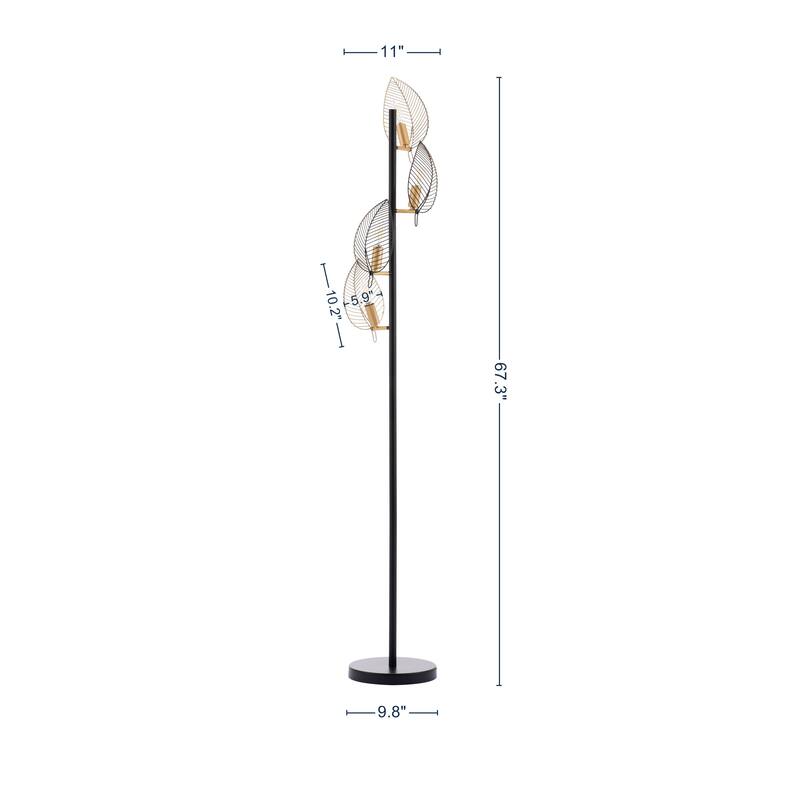 67.3" Tall Corner Tree Floor Lamp with 4-Light and Metal Base