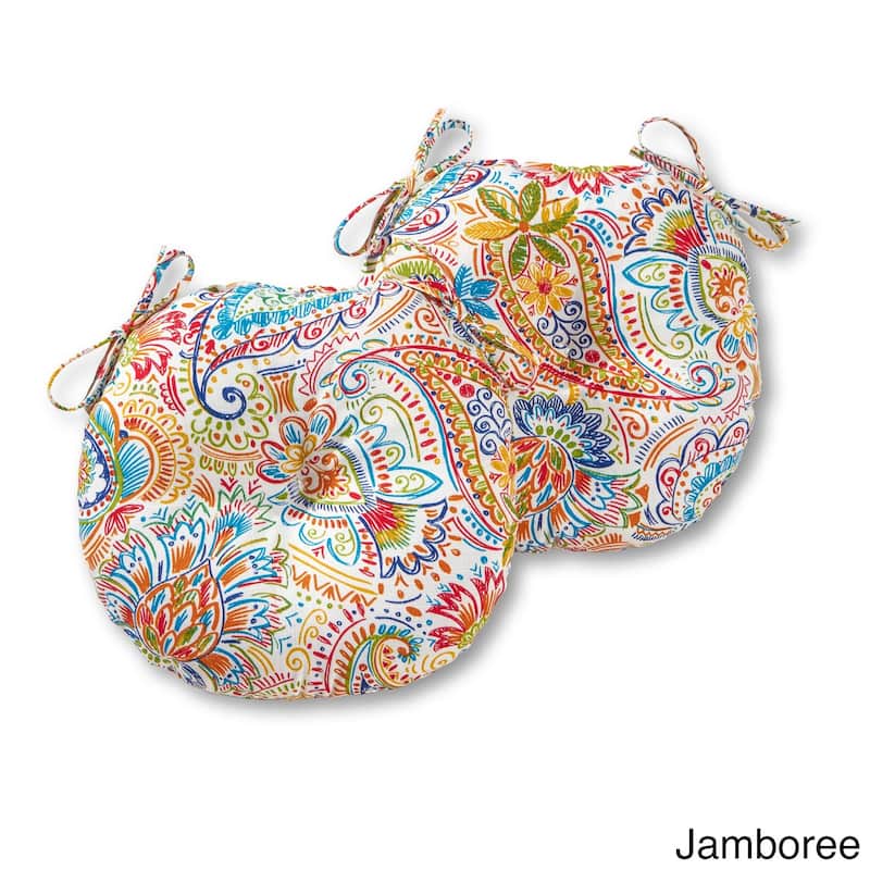 15-inch Round Outdoor Painted Paisley Bistro Chair Cushions (Set of 2) - Jamboree