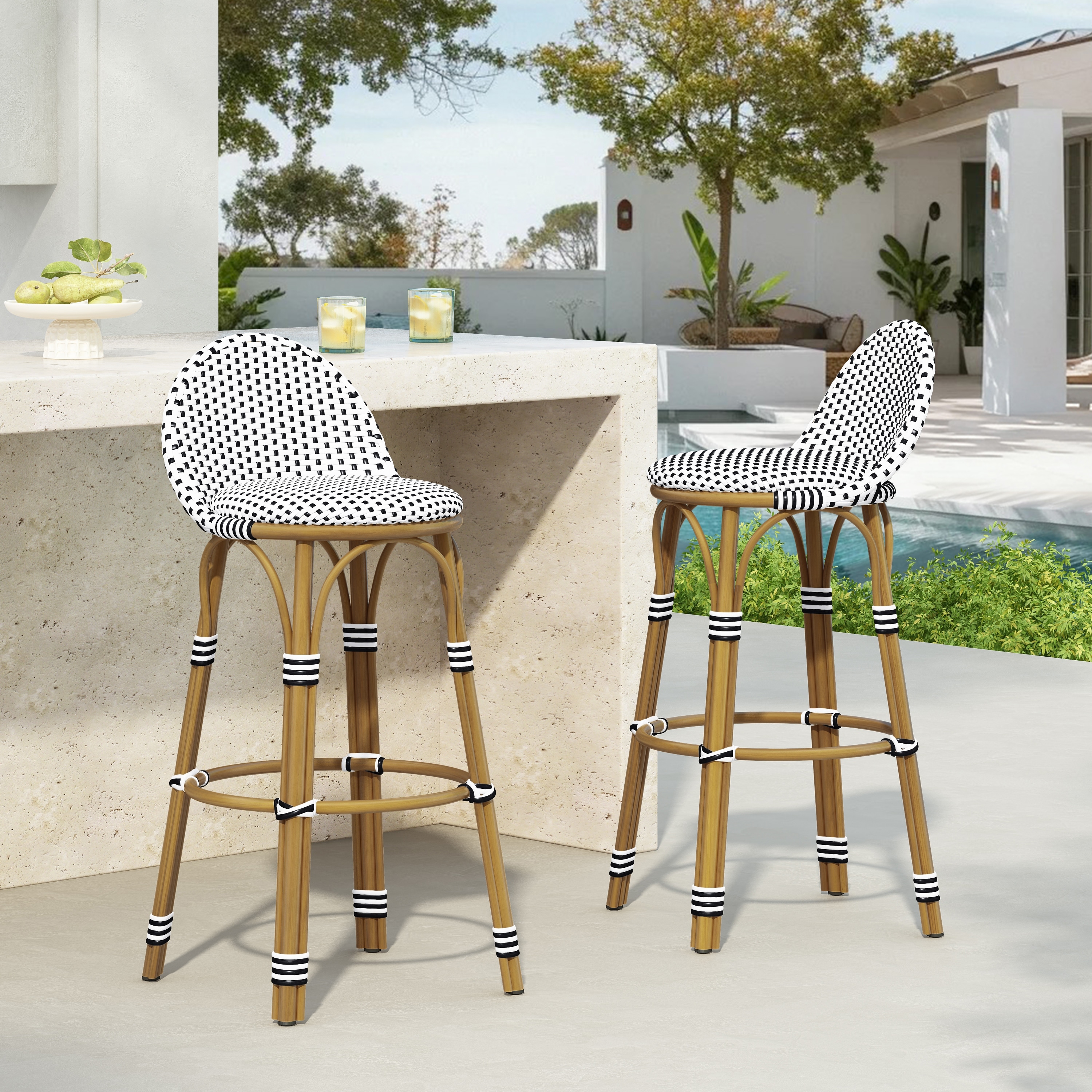 Scott Living Alura Outdoor Bar Stools Woven Wicker