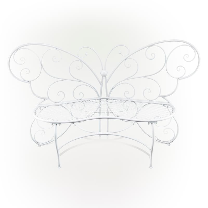 Alpine Corporation 62" x 26" Outdoor 2 Person Metal Butterfly Shaped Garden Bench