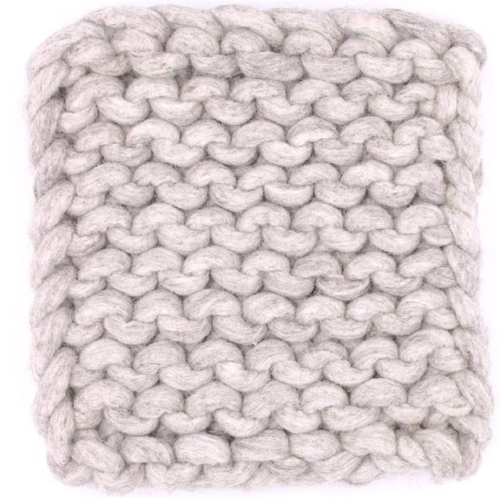 Chain Knitted Trivet LIGHT GREY 8x8 Wool - A - LIGHT GREY