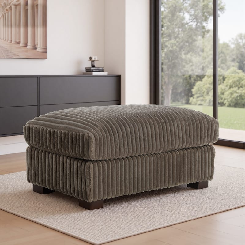 Modern Interior Rectangle Faux Fur Ottoman