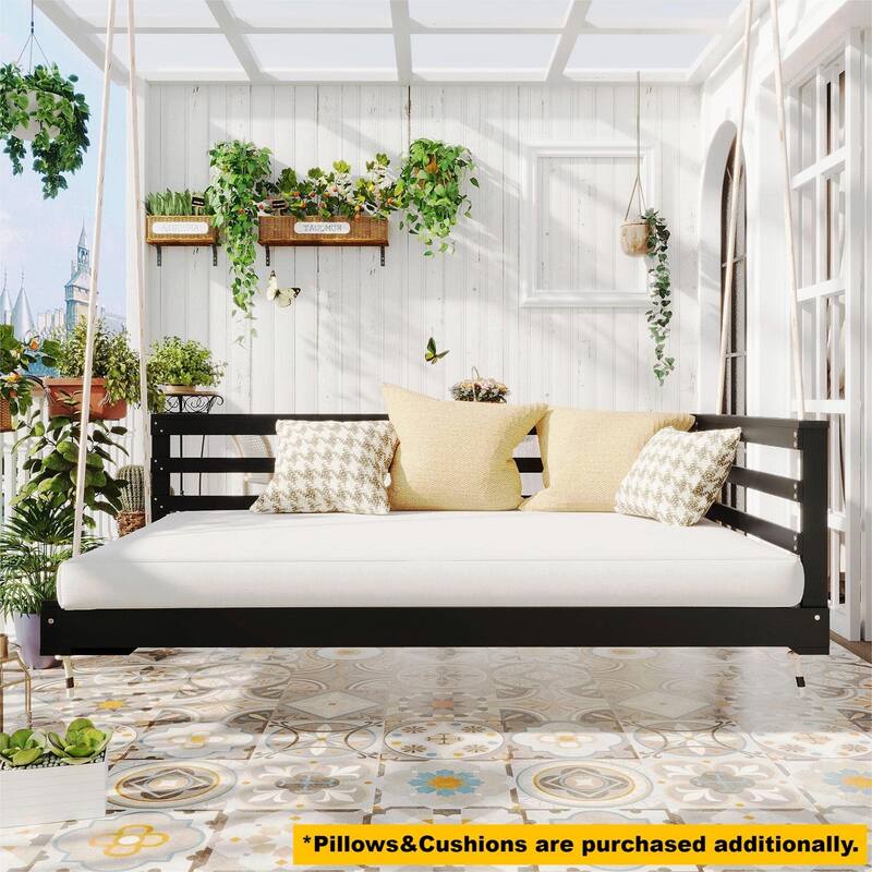Country Patio Wooden Twin Size Swing Daybed Porch Swing Frame