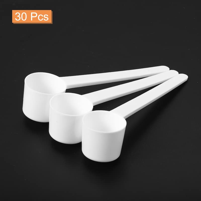 Plastic Measuring Spoons Powder Scoops Spoon Flat Bottom, 5g White