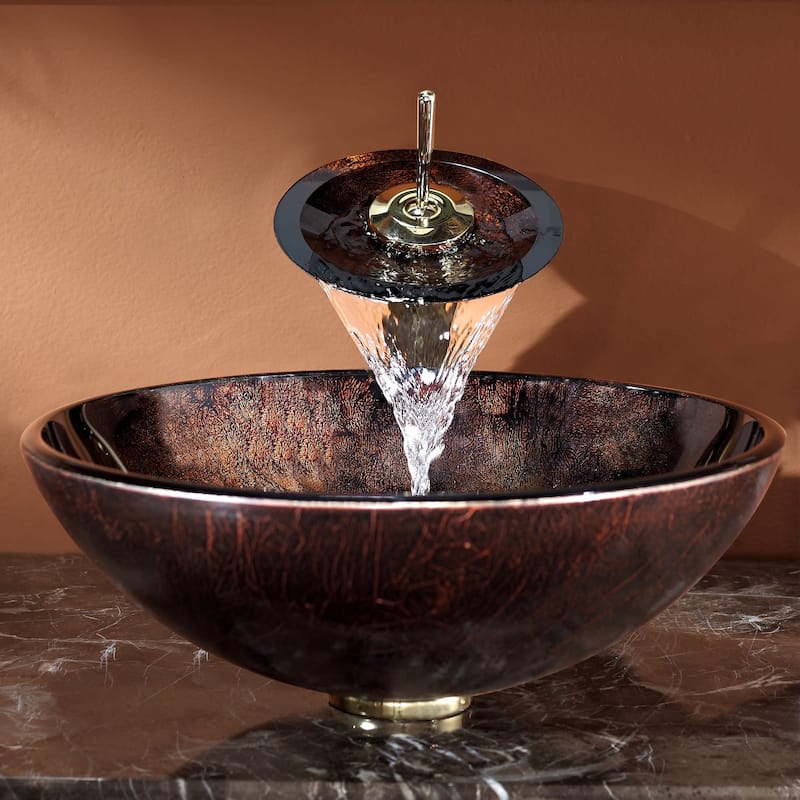 Kraus 16-1/2" Pluto Glass Vessel Bathroom Sink - Includes Pop-Up Drain