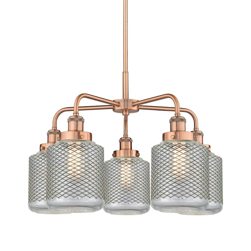 Innovations Lighting 916-5CR-15-24 Edison Chandelier Edison 5 Light - Antique Copper / Clear Wire Mesh