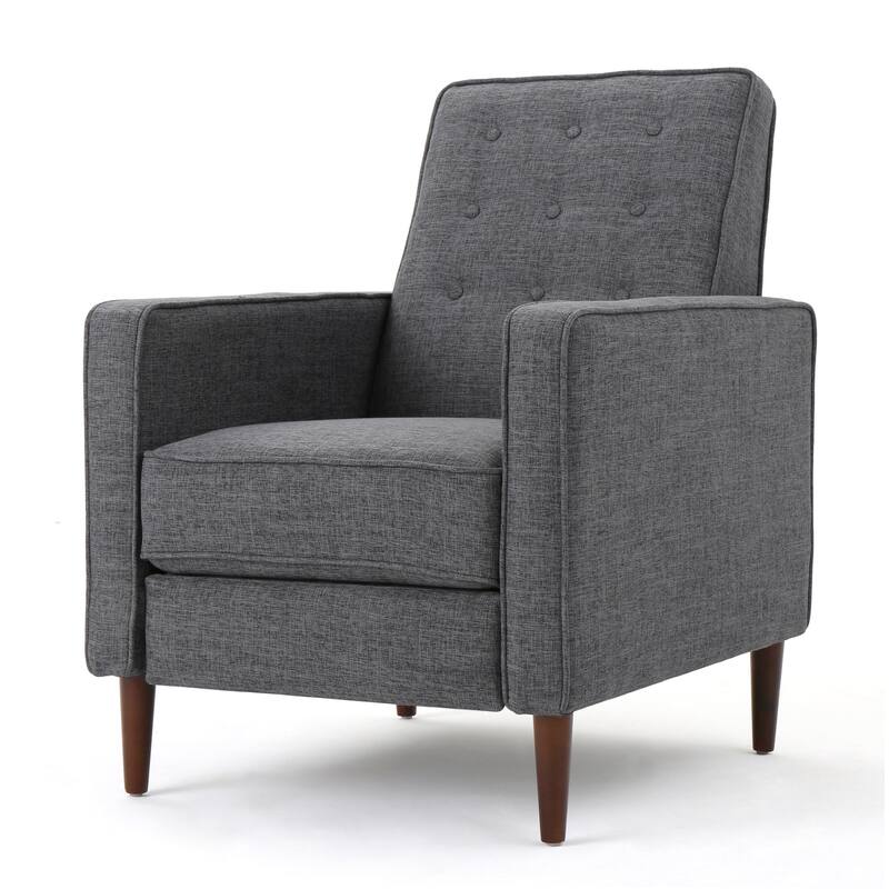 Mervynn Mid-Century Modern Button Tufted Fabric Recliner by Christopher Knight Home
