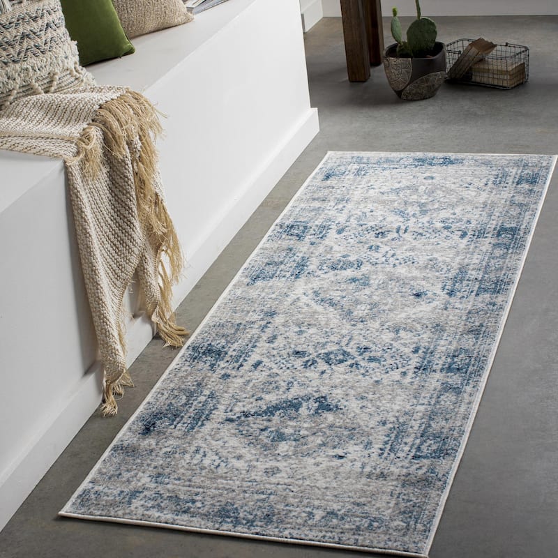 Livabliss Monte Carlo Updated Traditional Medallion Area Rug - Sky Blue - 2' 7" x 13' 11"