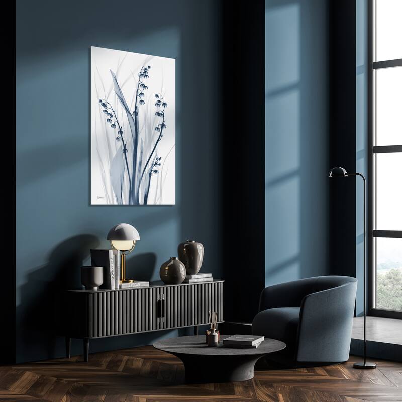 "Radiant Blues 2" Frameless Free Floating Tempered Glass Panel Graphic Wall Art