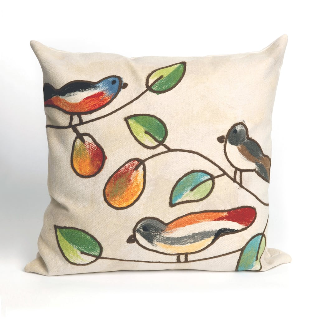 Liora Manne Visions III Song Birds Indoor/Outdoor Pillow Cream 20" Square