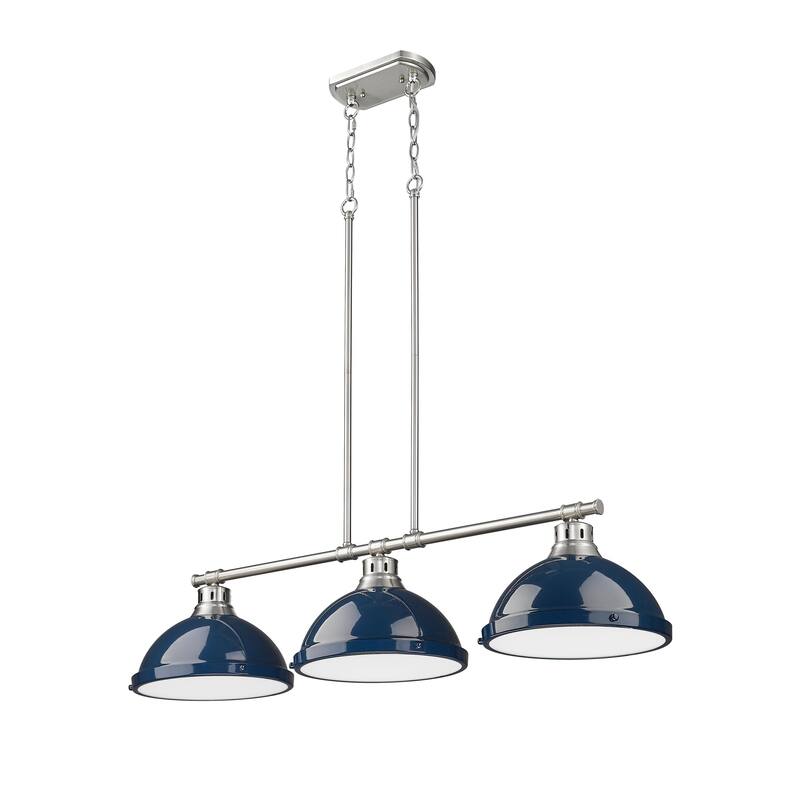 Yep by Golden Lighting Duncan 3-light Island Light in Pewter and Navy Blue shade