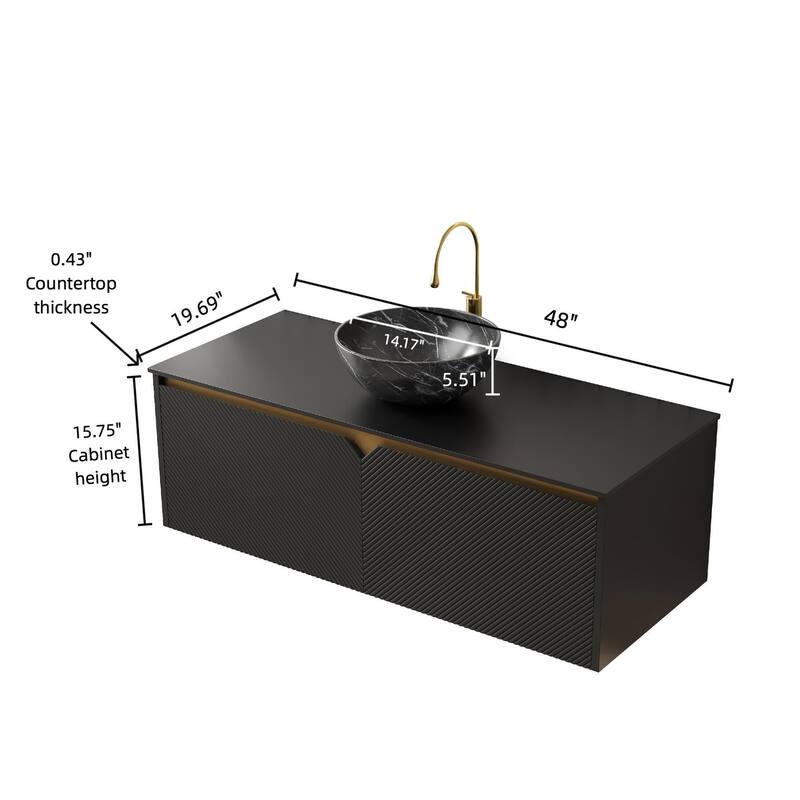 Wall-mounted Bathroom Vanity with Bowl Vessel Basin