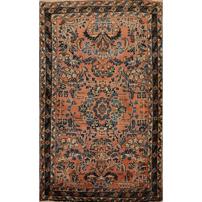 Hand Woven Oriental 100% Wool Carpet Traditional Floral Oranges & Rust Lilian Area Rug - 4' 1'' X 2' 7''