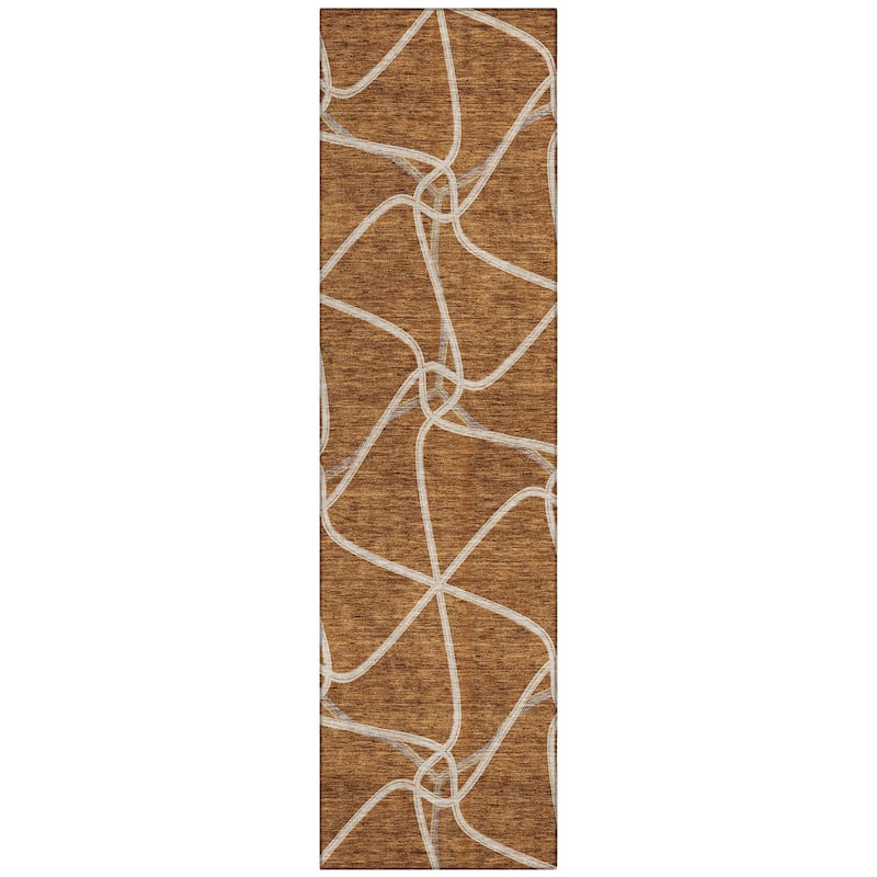 Machine Washable Indoor/ Outdoor Contemporary Links Chantille Rug