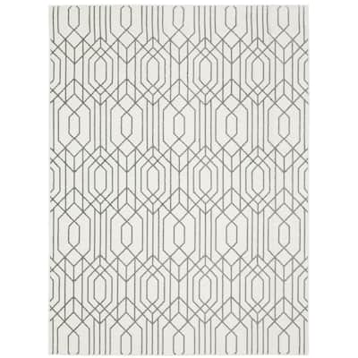 Montmorency White Grey Geometric Casual Area Rug