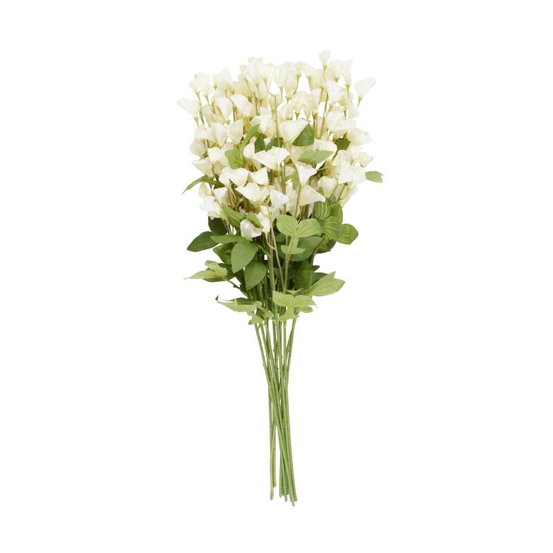 White Faux Foliage Tall Sweet Pea Artificial Flower Stem (Set of 12)