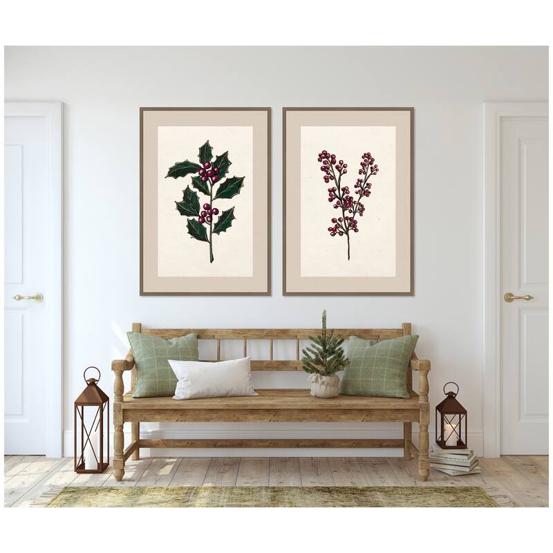 Kate and Laurel Sylvie Silver and Pine - 2 Piece Framed Canvas Art Set by Pam Vale