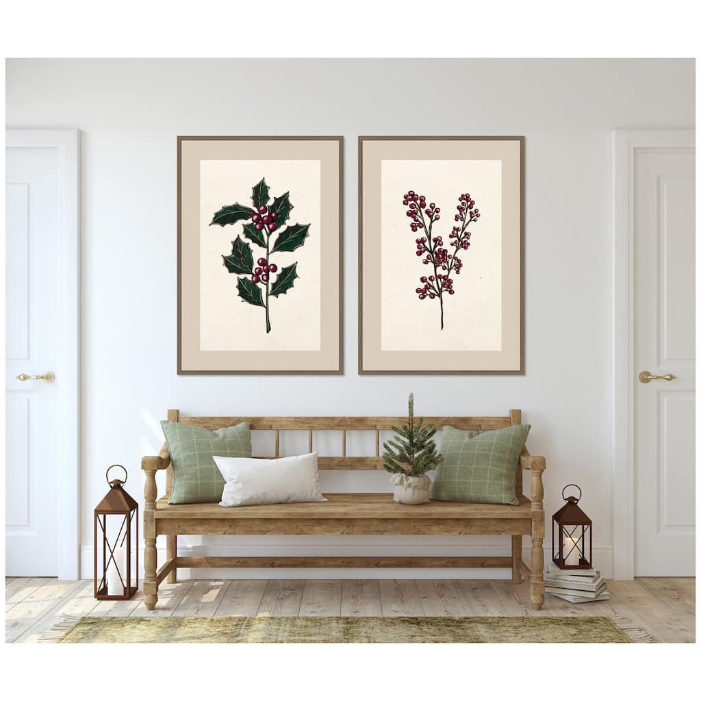 Kate and Laurel Sylvie Silver and Pine - 2 Piece Framed Canvas Art Set by Pam Vale
