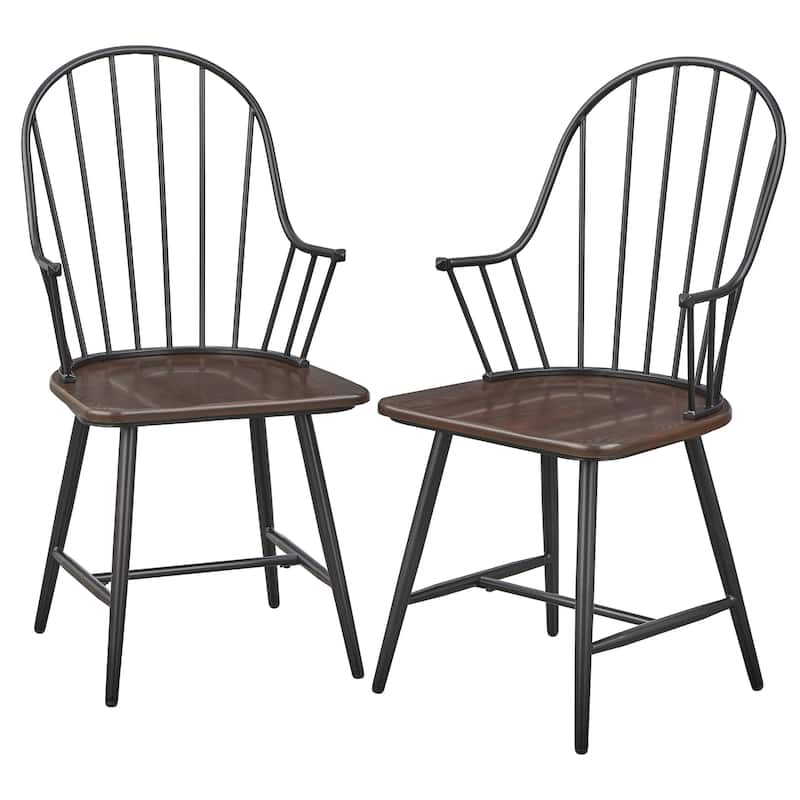 Simple Living Milo Mixed Media Spindle Arm Chairs (Set of 2)