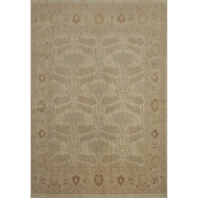 Hand Knotted Oriental 100% Wool Carpet Traditional All-Over Beige & Ivories Ziegler Area Rug - 8' 3'' X 7' 9''