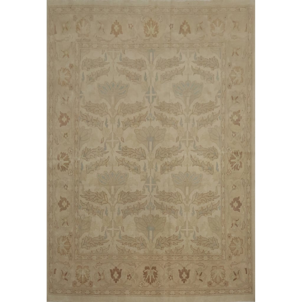 Hand Knotted Oriental 100% Wool Carpet Traditional All-Over Beige & Ivories Ziegler Area Rug - 8' 3'' X 7' 9''