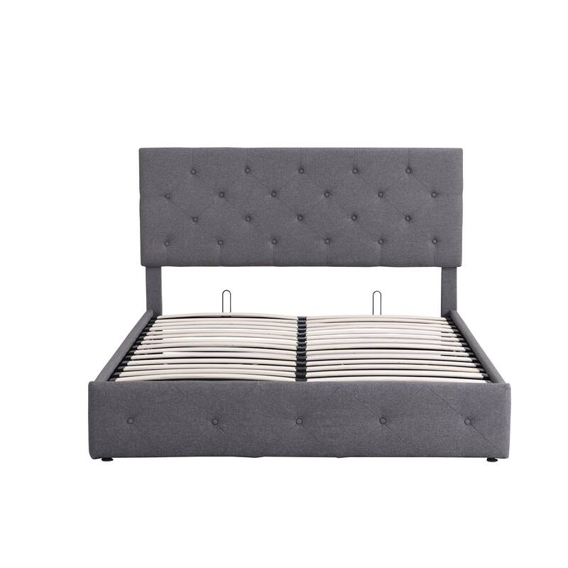 Queen size Upholstered Platform bed with a Hydraulic Storage System