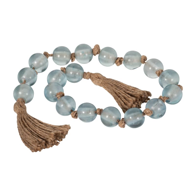 Sagebrook Home, 24"Lx1" Diameter Beads, Glass Beaded Garland with Tassel, Blue. This Item Made with Glass and Jute is a