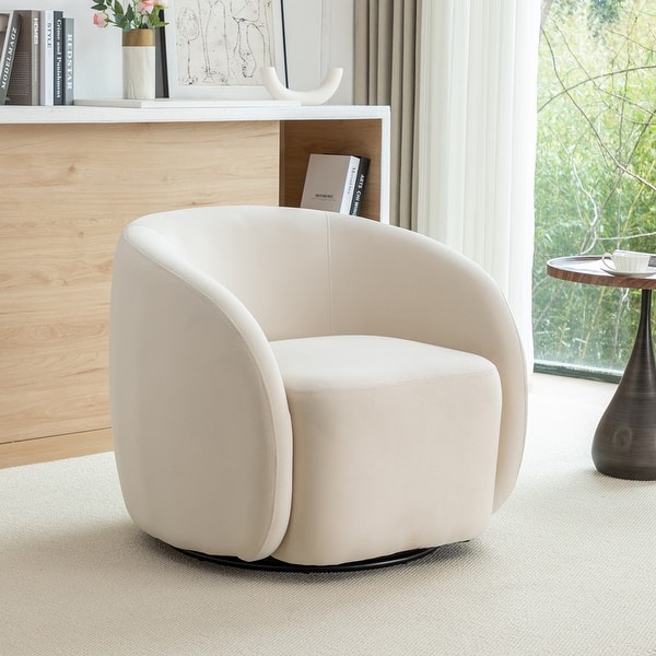 slide 2 of 109, SEYNAR Modern Glam Velvet Upholstered 360 Degree Swivel Accent Armchair Beige