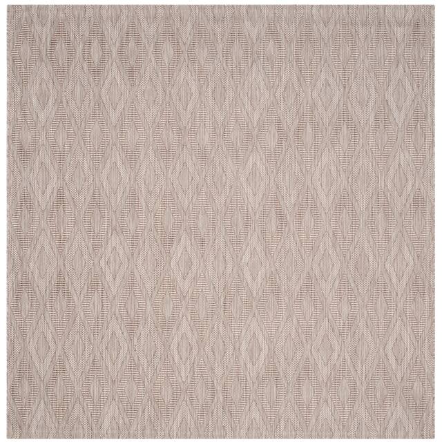 SAFAVIEH Courtyard Marolyn Indoor/ Outdoor Waterproof Patio Backyard Rug - 6'7" x 6'7" Square - Beige/Beige