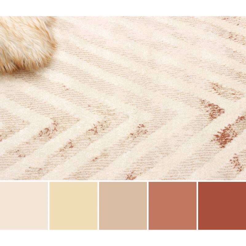 ECARPETGALLERY Machine Woven Lana Ivory Area Rug