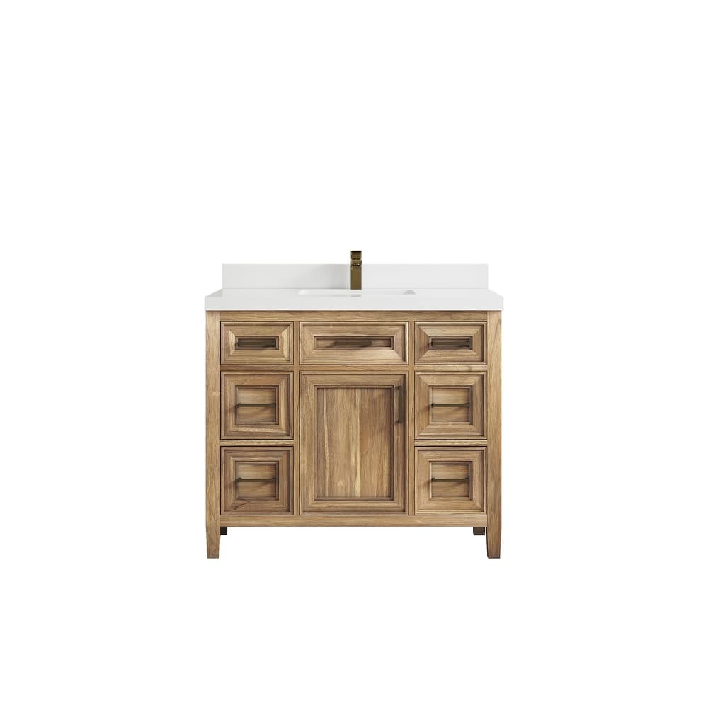 Willow Collections 42 in. W x 22 in. D Santa Monica Teak Single Sink Bathroom Vanity with Countertop