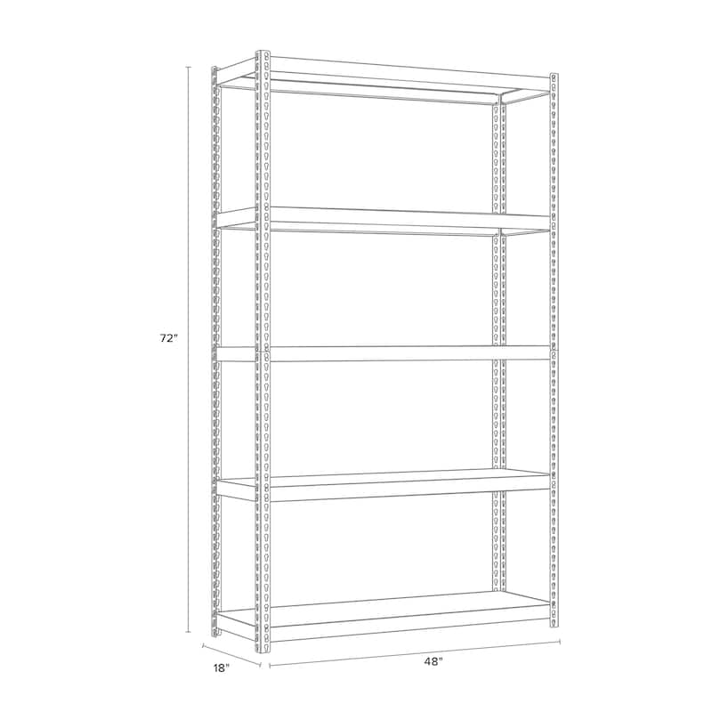 Iron Horse 3200 lb Concealed Riveted Shelving, 72"Hx48"Wx18"D, Gray