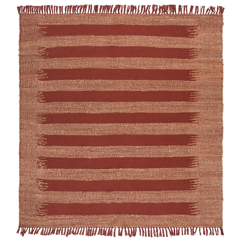 SAFAVIEH Handmade Natural Fiber Julietta Jute & Cotton Rug - 7' Square - Natural/Rust