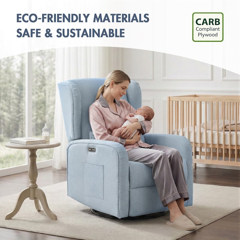 Madison Park Candace Power Recliner 3-in-1 with Swivel, Glider, USB Ports