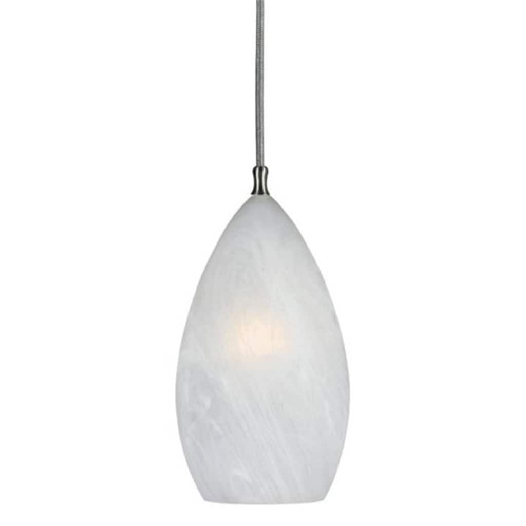 Pendant Light Tall Glass Metal Shade Brushed Steel Cord Modern Ceiling Light 11.25"H - 9.5