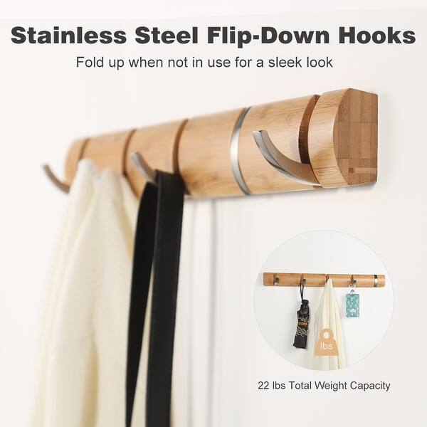 Shop Langria Folding Hook Coat Rack Hanger Wall Mounted Waterproof Bamboo Banboo Overstock 23046322