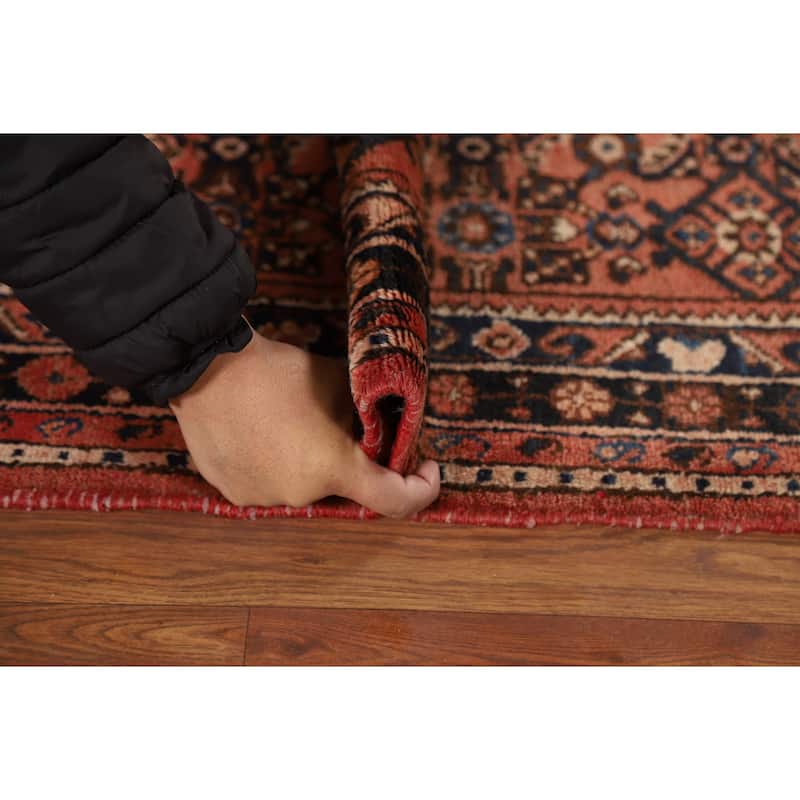 All-Over Geometric Hamedan Persian Runner Rug Handmade Wool Carpet - 2'8" x 9'9"
