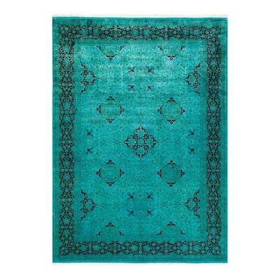 Fine Vibrance, One-of-a-Kind Hand-Knotted Area Rug - Green, 6' 1" x 9' 0" - 6' 1" x 9' 0"