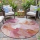 preview thumbnail 89 of 118, Machine Washable Indoor/Outdoor Abstract Dream Chantille Rug Pink - 8' x 8'