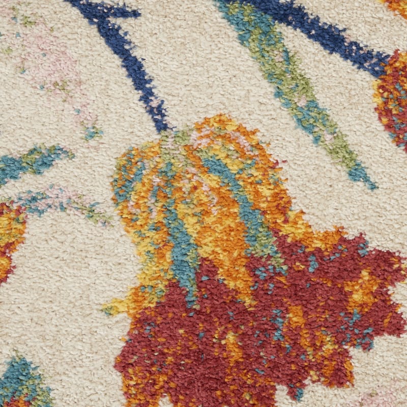 Gafek Power Loomed Floral Traditional Low Pile Area Rug By HomeRoots - 90' X '27' X '0.25