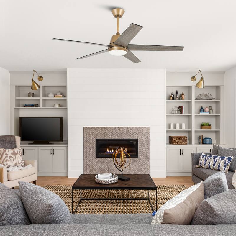 Vaczon 52" Gold Reversible Modern Smart LED Ceiling Fan with Light and App Comtrol