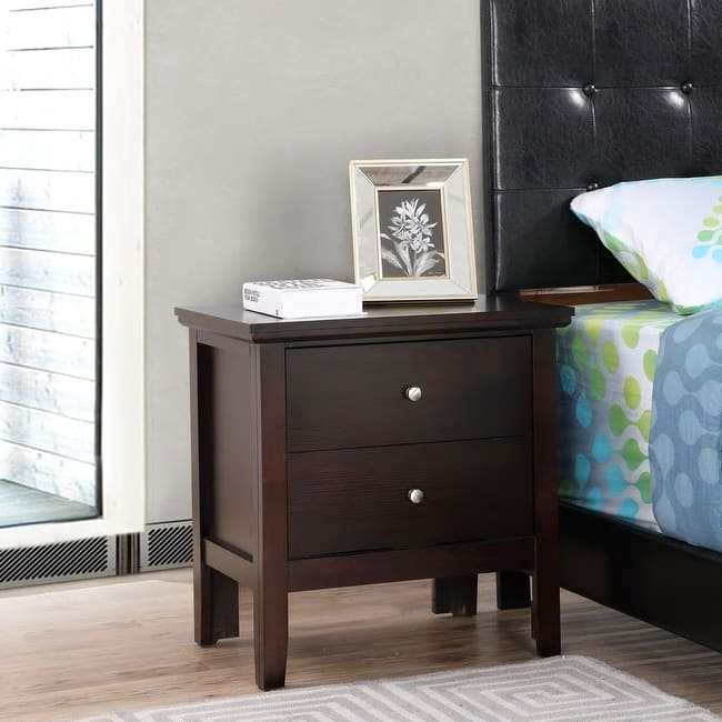 Primo Transitional Wood 2-drawer Nightstand Table
