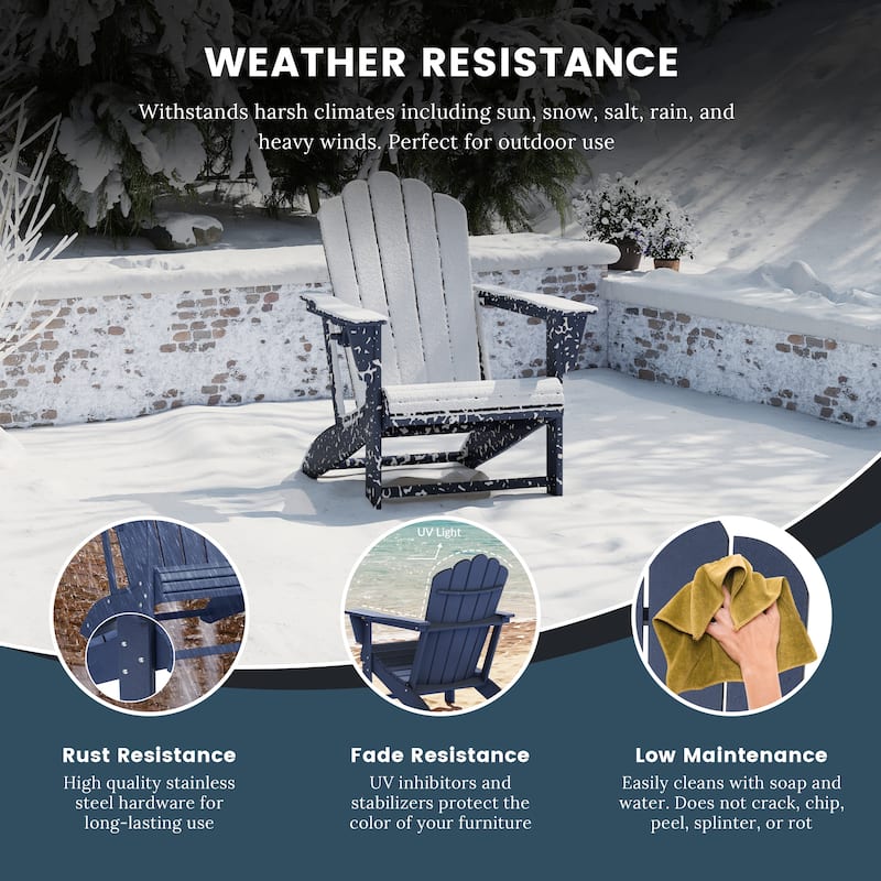 Aderson Outdoor Patio Adirondack Chair with Side Table and Coffee Table 4-Piece Conversation Set