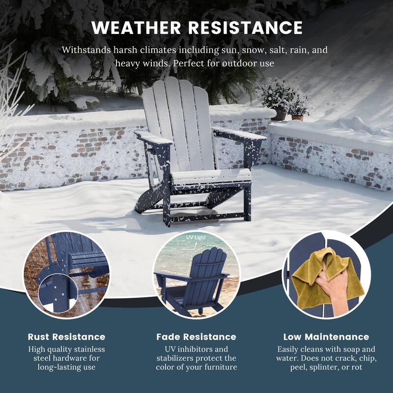 Aderson Outdoor Poly Adirondack Chair with Side Table and Ottoman