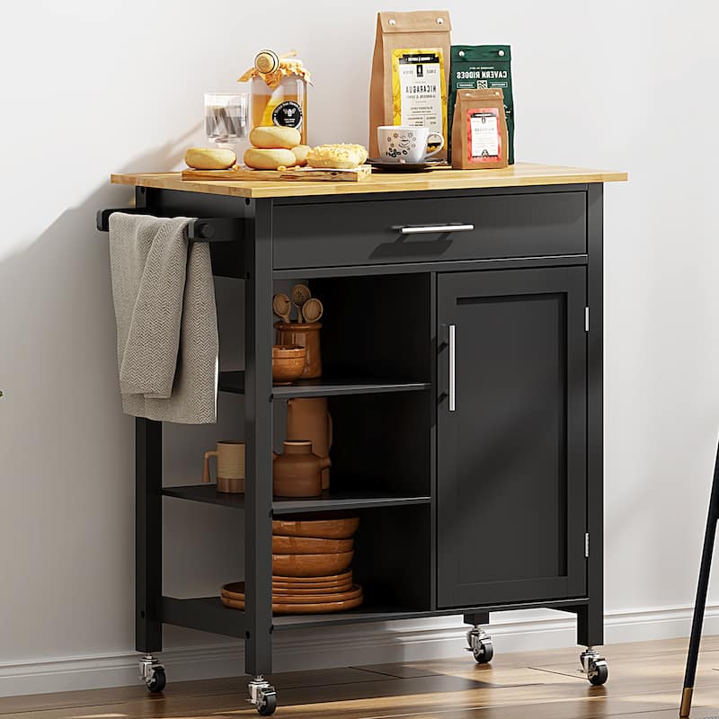 SOGES Rolling Kitchen Island Cart with Storage Breakfast Bar N/A On