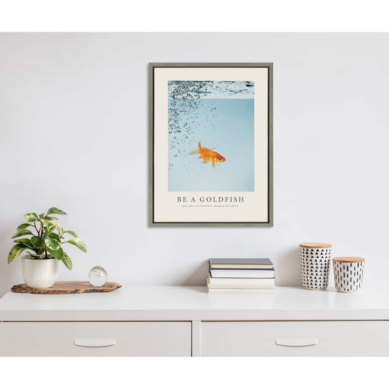 Kate and Laurel Sylvie Be a Goldfish Framed Canvas by The Creative Bunch Studio