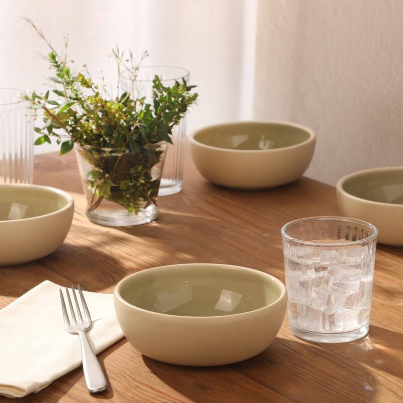 Gibson Elite - Made in Portugal - Port Gaia 4 Piece Cereal Bowl Set, 6.2" Stoneware Reactive Glaze, Dessert & Snack Bowls
