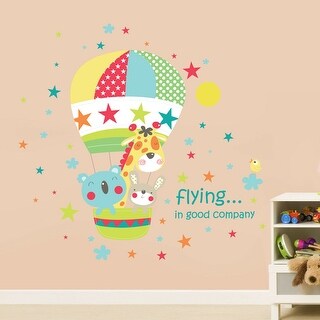 Walplus Animals Travelling in Hot Air Balloon Wall Sticker Art Decal